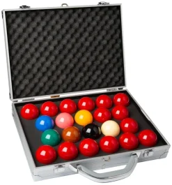 Aramith Deluxe 1G snookerballer i aluminiumskuffert - 52,4 mm