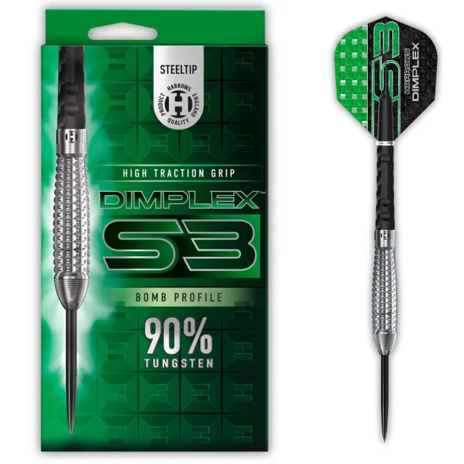 Dimplex S3 Bomb 90% NT steeltip dartpile fra Harrows