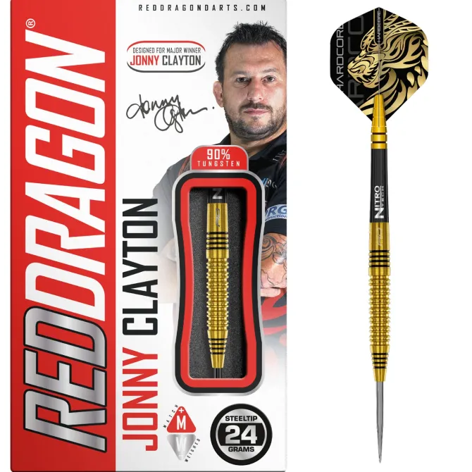 Jonny Clayton GOLD 90% NT steeltip dartpile fra Red Dragon