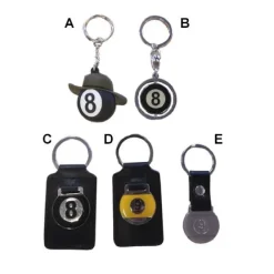 9 og 8-ball nøglering, assorteret