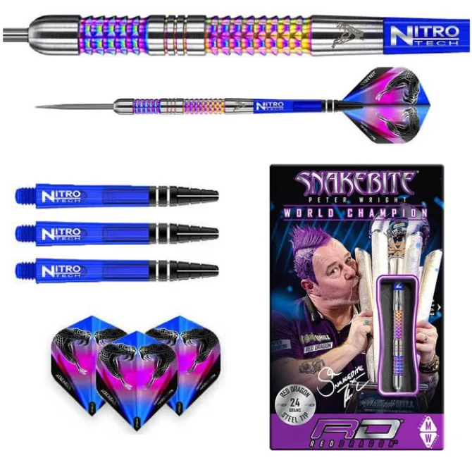Peter Wright Rainbow Mamba 90% NT steeltip dartpile fra Red Dragon