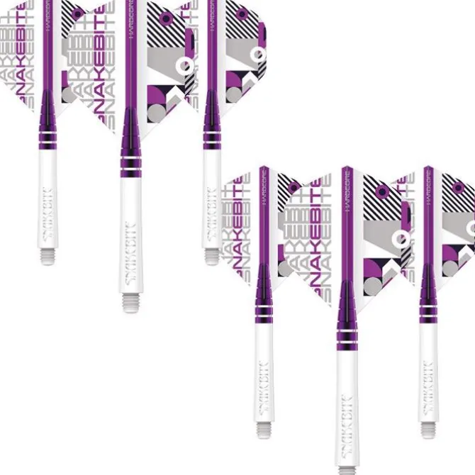 Peter Wright Snakebite Nitro Ionic shaft & flights white/Purple, 2 sæt