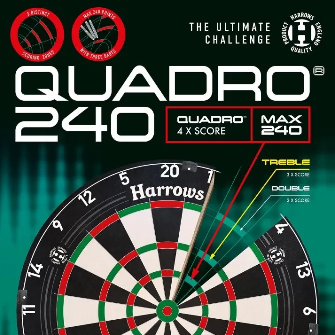 Quadro 240 dartskive fra Harrows