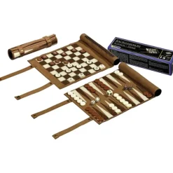 Rejsespil - med backgammon og skak, 20 x 20 cm